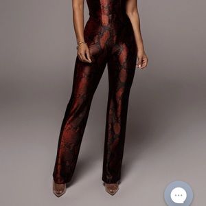 Red snake print pants